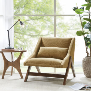 Boomerang Accent Chair in Mustard Yellow/Pecan From INK+IVY