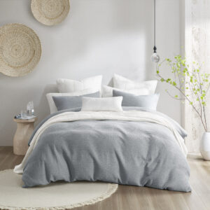 Ellis 3 Piece Duvet Set in Heathered Gray From Croscill Casual