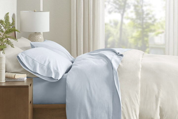 300TC BCI Cotton 300TC BCI Cotton Sheet Set in Blue From Clean Spaces