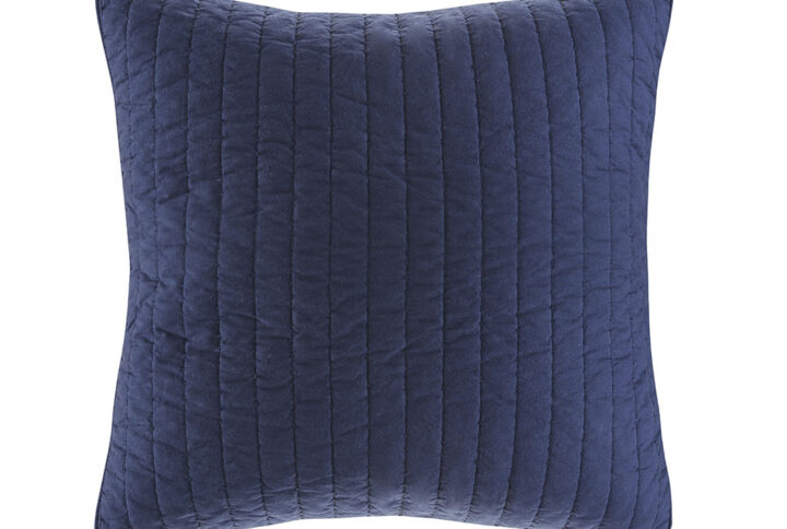 Camila Cotton Quilted Euro Sham in Navy From INK+IVY