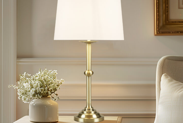 Aelorian Table Lamp 28"H in Antique Brass From Martha Stewart