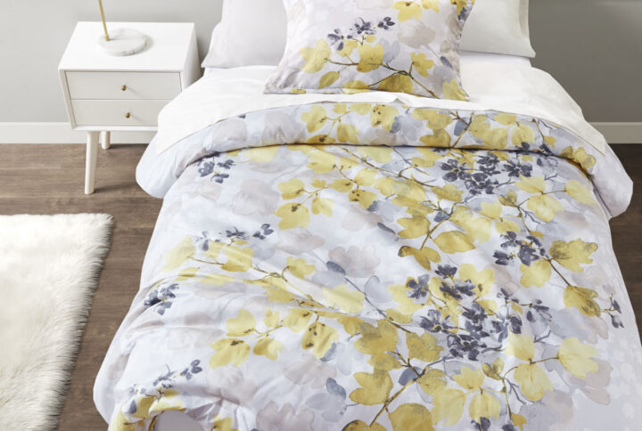 Alexis Comforter Set with Bed Sheets in Yellow From Madison Park Essentials