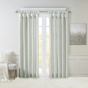 Emilia Twist Tab Lined Window Curtain Panel in Dusty Aqua From Madison Park