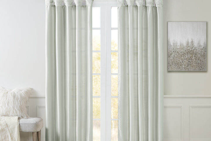 Emilia Twist Tab Lined Window Curtain Panel in Dusty Aqua From Madison Park