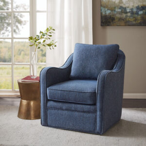 Brianne Wide Seat Swivel Arm Chair in Navy From Madison Park