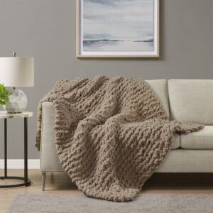 Chenille Chunky Knit Throw in Brown From Madison Park