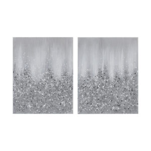 Silver Glimmer Heavily Embellished 2-piece Canvas Wall Art Set in Silver From Madison Park