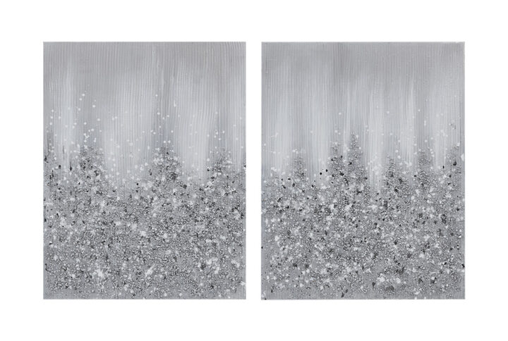 Silver Glimmer Heavily Embellished 2-piece Canvas Wall Art Set in Silver From Madison Park