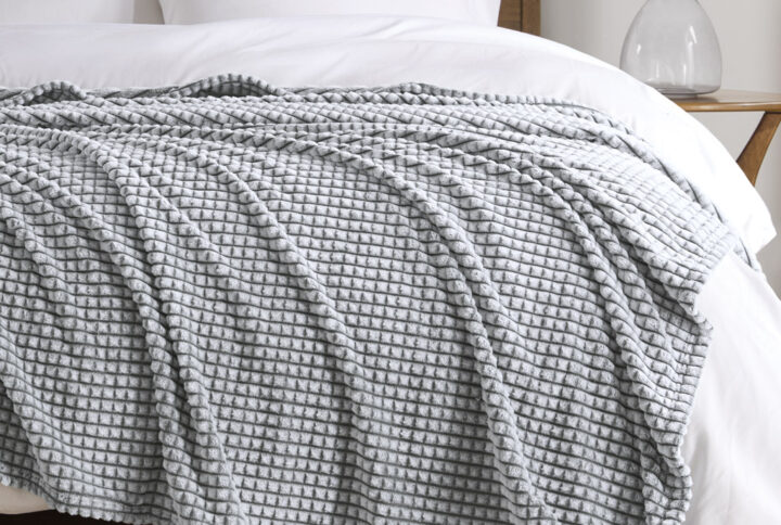 Carved Plush Blanket in Grey From Madison Park