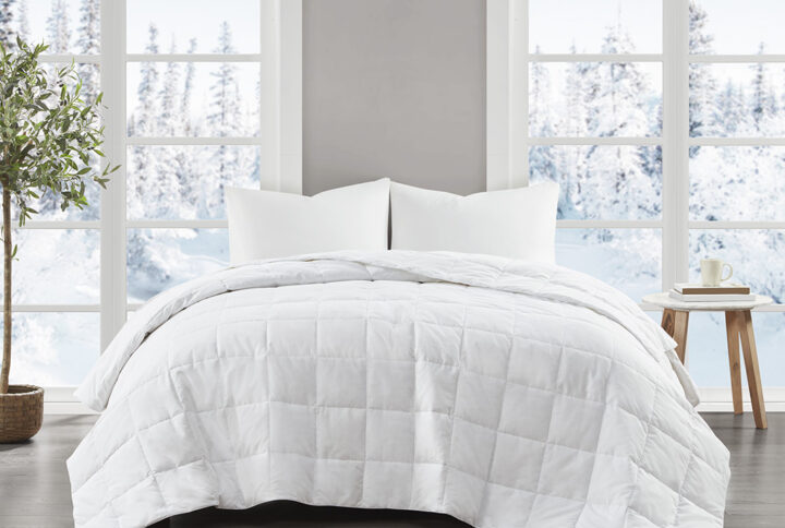 Four Seasons Goose Feather and Down Filling All Seasons Blanket in White From True North by Sleep Philosophy