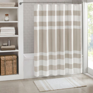 Spa Waffle Shower Curtain with 3M Treatment in Taupe From Madison Park