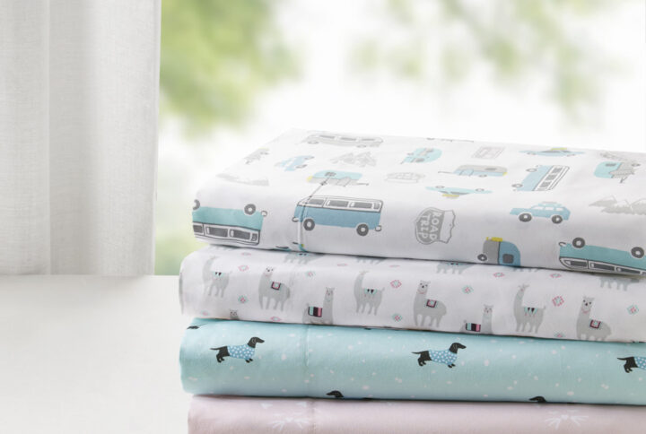 Novelty Print Sheet Set in Grey/Blue Road Trip From Intelligent Design