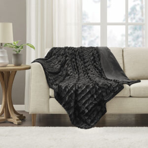 Duke Long Fur Throw in Black From Madison Park