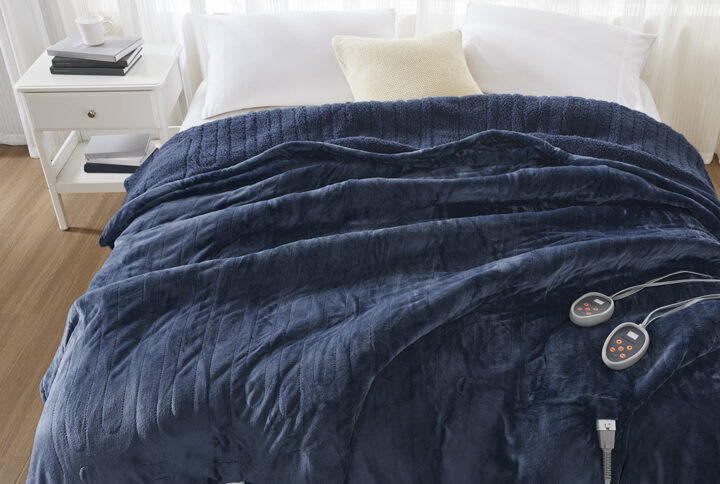 Heated Microlight to Berber Blanket in Indigo From Beautyrest