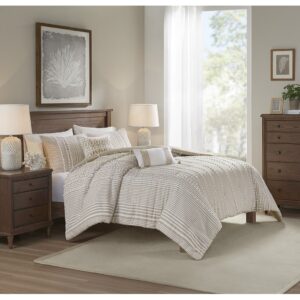 Anslee 3 Piece Cotton Yarn Dyed Duvet Cover Set in Taupe From Harbor House