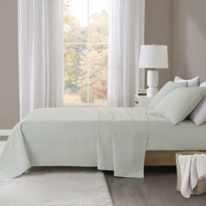 Oversized Flannel 4 Piece Sheet Set in Seafoam Solid From Beautyrest