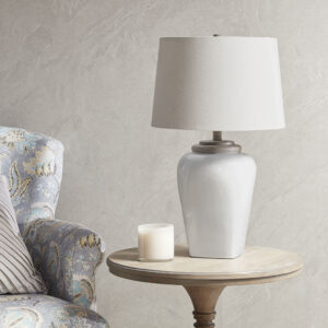 Jemma Ceramic Table Lamp in White From Martha Stewart