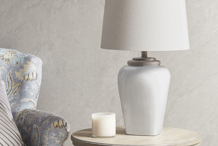 Jemma Ceramic Table Lamp in White From Martha Stewart