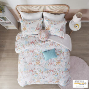 Iris Woodland Animals Cotton Reversible Comforter Set in Blush From Urban Habitat Kids