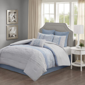 Ramsey Embroidered 8 Piece  Comforter Set in Blue From 510 Design