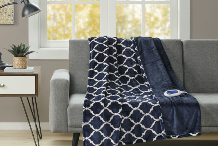 Heated Ogee Throw in Indigo From Beautyrest