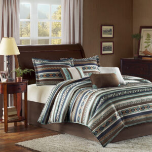 Malone 7 Piece Comforter Set in Blue From Madison Park