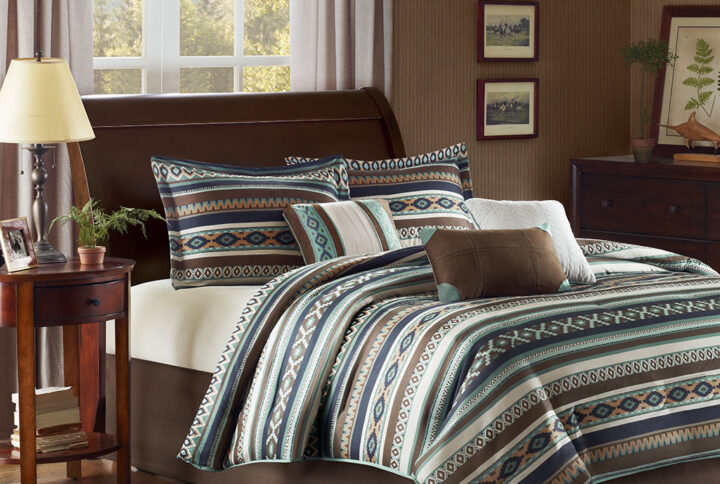 Malone 7 Piece Comforter Set in Blue From Madison Park