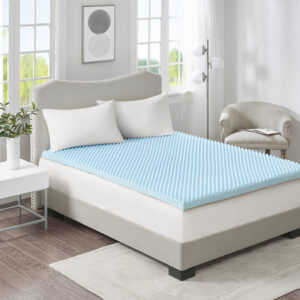 3" Gel Memory Foam All Season Reversible Hypoallergenic Cooling Mattress Topper in Blue From Sleep Philosophy