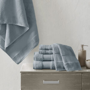 Turkish Cotton 6 Piece Bath Towel Set in Blue From Madison Park Signature