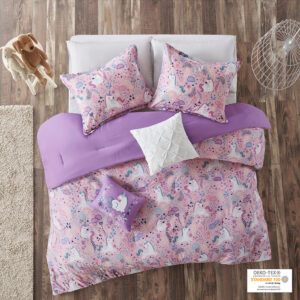 Lola Unicorn Cotton Comforter Set in Pink From Urban Habitat Kids