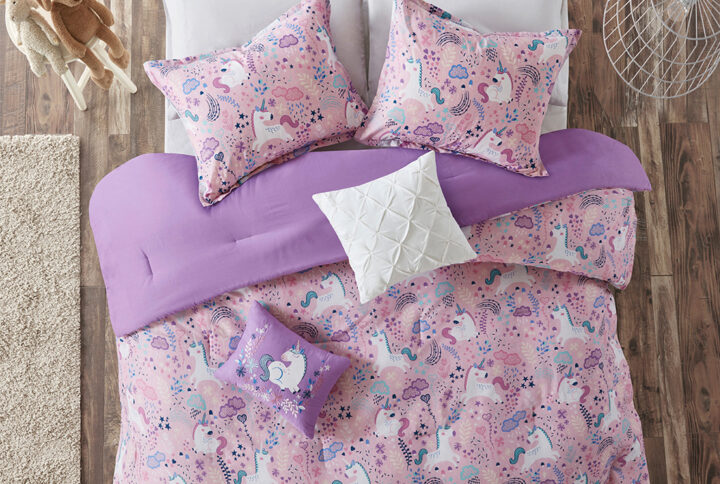 Lola Unicorn Cotton Comforter Set in Pink From Urban Habitat Kids