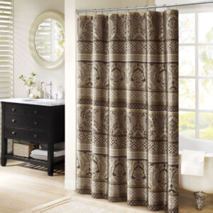 Bellagio Jacquard Shower Curtain in Brown From Madison Park