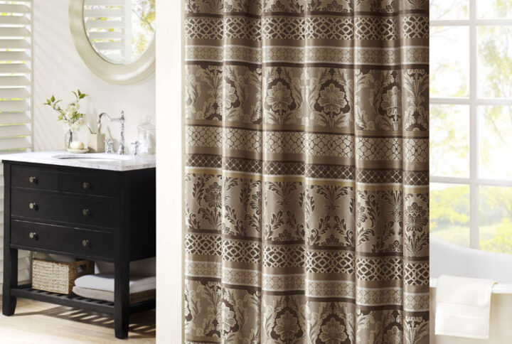 Bellagio Jacquard Shower Curtain in Brown From Madison Park