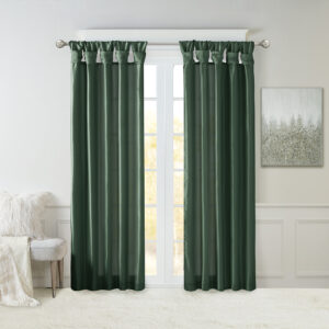 Emilia Twist Tab Lined Window Curtain Panel in Green From Madison Park