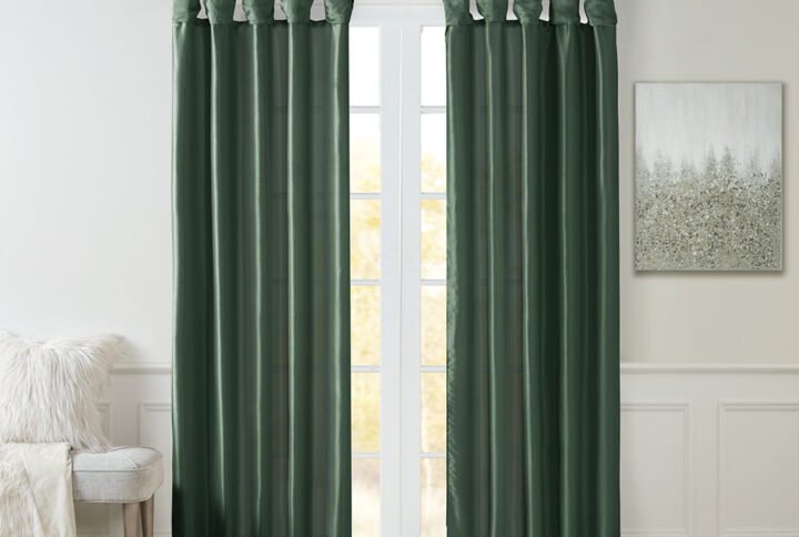 Emilia Twist Tab Lined Window Curtain Panel in Green From Madison Park