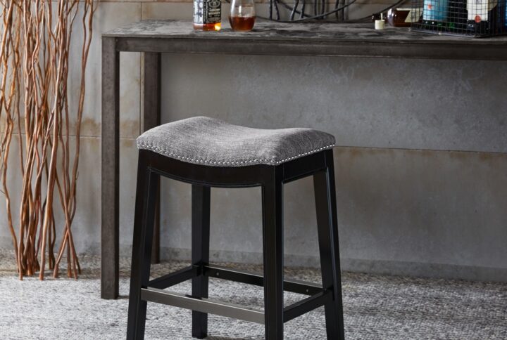 Belfast Saddle Counter Stool in Grey From Madison Park