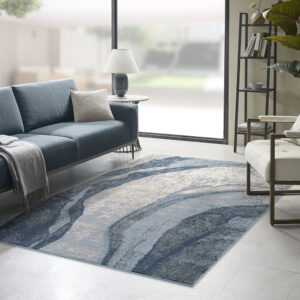 Grace Abstract Wave Area Rug in Blue From Madison Park