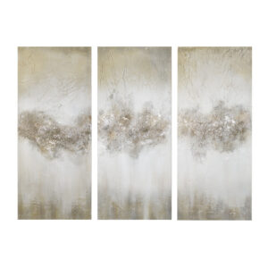 Taupe Luminous Heavily Embellished 3-piece Canvas Wall Art Set in Taupe From Madison Park