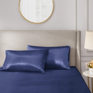 Satin Luxury 2 PC Pillowcases in Navy From Madison Park Essentials