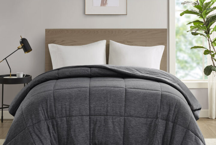 Comfort Cool Jersey Knit Oversized Down Alternative Comforter in Black From Urban Habitat