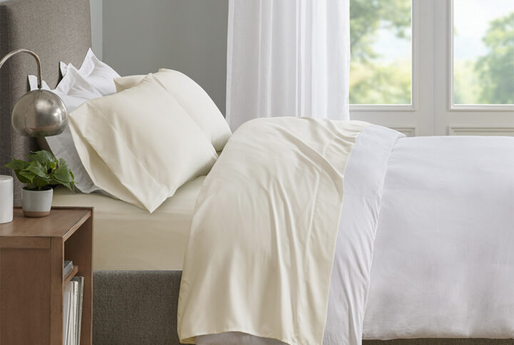 Smart Cool Microfiber Sheet Set in Ivory From Sleep Philosophy