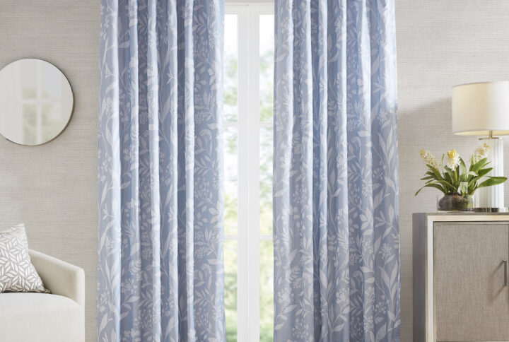 Winslow Floral Curtain Panel (Single) in Blue From Croscill Home