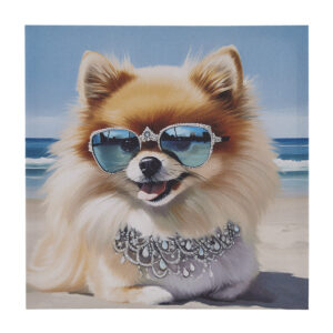 Beach Dogs Pomeranian Canvas Wall Art in Pomeranian/Blue Multi From Madison Park