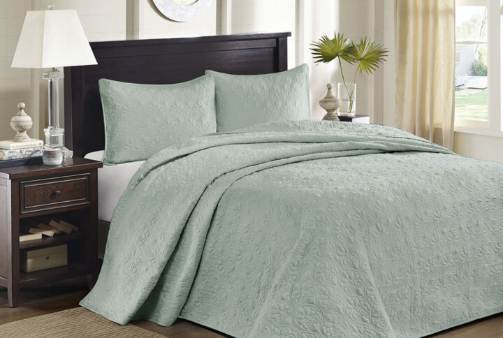 Quebec Reversible Bedspread Set in Seafoam From Madison Park