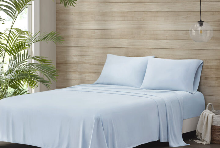 Tencel Polyester Blend Sheet Set in Blue From Beautyrest