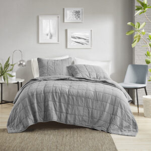 Gema 3 Piece Grey Coverlet Set in Gray From Croscill Casual