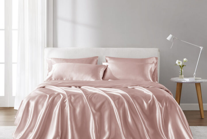 Satin Luxury Sheet Set in Blush From Madison Park Essentials