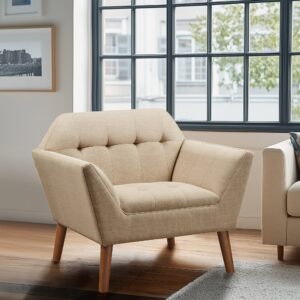 Newport Newport Wide Mid-Century Modern Lounge Chair in Beige From INK+IVY