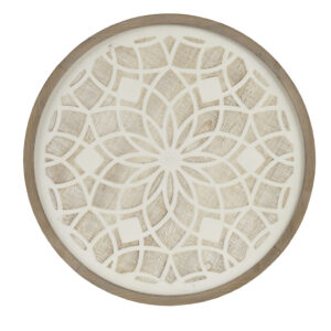 Leah Round Two-tone Medallion Wall Decor in Natural/White From Madison Park