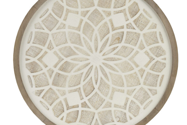 Leah Round Two-tone Medallion Wall Decor in Natural/White From Madison Park